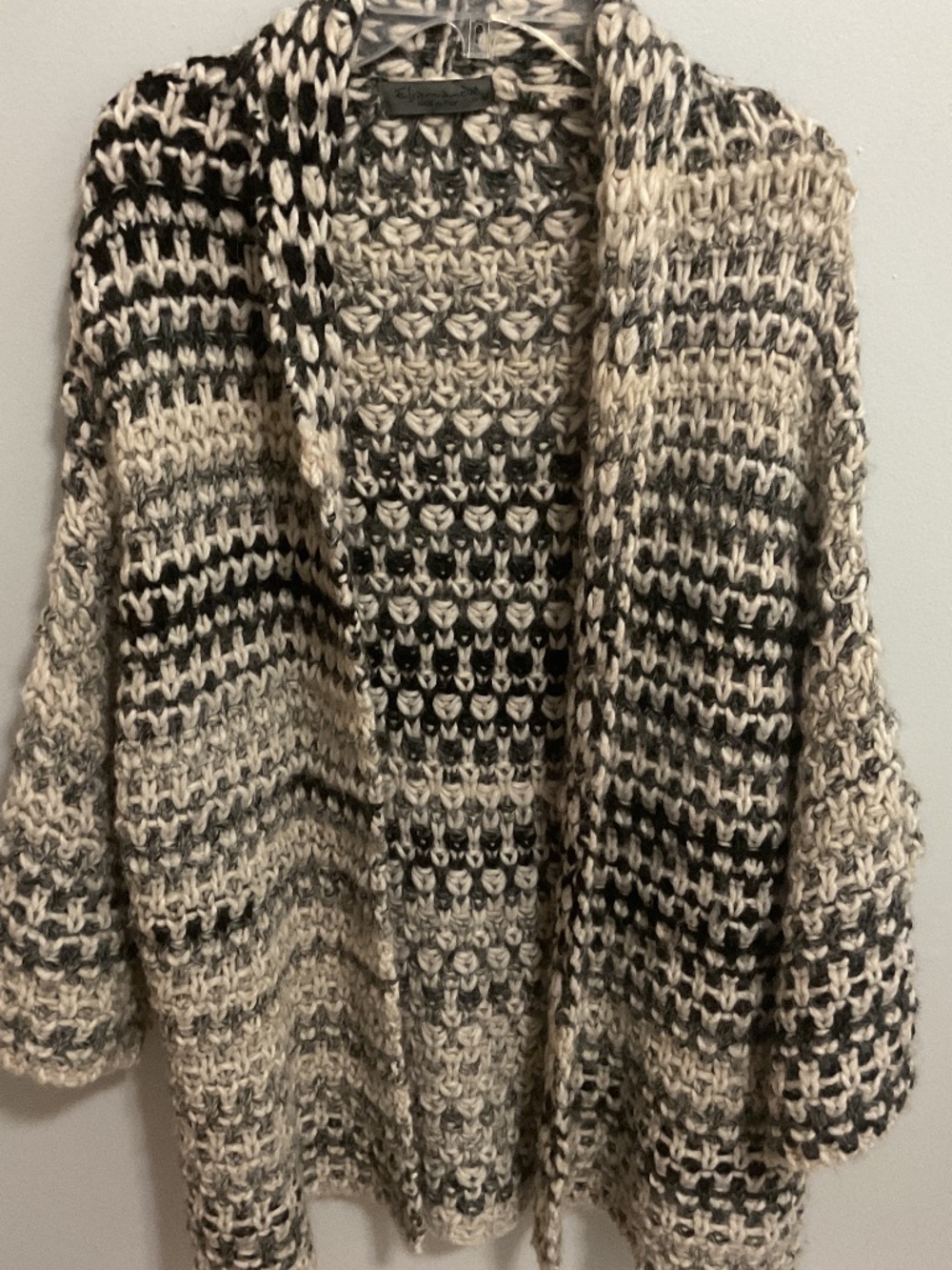 Elsamanda Variegated Knit Open Front Cardigan Sweater,MED,Anthropologie